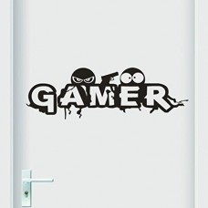 Rumas Gamer Wall Sticker Quotes Boys Room - 60 x 20 cm - Removable Art Vinyl Mural Quotes Home Office - Peel & Stick Wall Decal Quotes (Black) - B07GH1GR3W